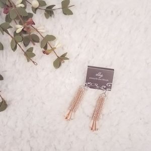 Elly Preston Crystal Bar and Tassle Earrings